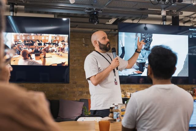 Speaker engaging audience during presentation